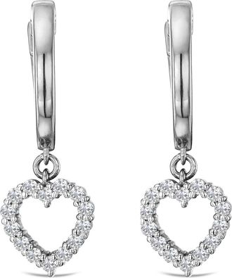 The Diamond Store Heart Drop Huggie Lab Diamond Earrings 0.31ct in 925 Silver