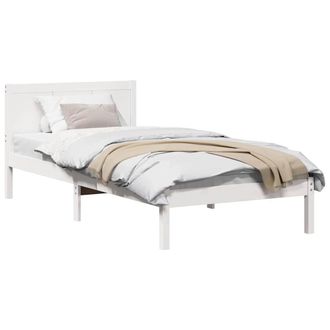 Berkfield Home White White Pine Bed Frame White Solid Pine wood Single White Bed
