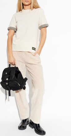 Moncler T-shirt With Logo, Womens, Cream