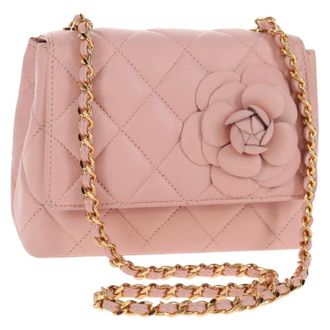 Chanel Vintage Camellia Flap Quilted Lambskin Pink Leather Bag (Pre-Owned)