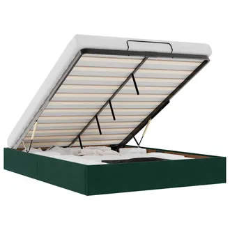 vidaXL Estructura De Cama Otomana Sin Colch&oacute;n Terciopelo Verde Oscuro Vidaxl