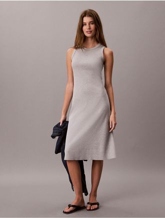 Calvin Klein Jeans Calvin Klein Womens Embroidered Monogram Rib Midi Tank Dress - Grey - XL