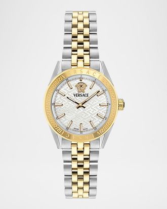 Versace V-Code 36mm Two Tone Bracelet Watch