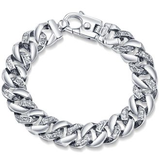 Pompeii3 Mens 14k Gold (104gram) or Platinum (172gram) 14mm Diamond Bracelet 8.75