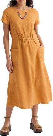 Seasalt Cornwall Haneth Linen Midi Dress in Mango at Nordstrom, Size 18 Us