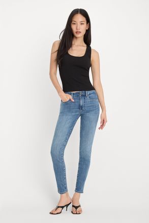 Good American Womens Good Legs Skinny Jeans | Extra Stretch, Flat Tummy Tech, Gap-Proof Waistband | Indigo, 4 Size 24 Plus | Good American by