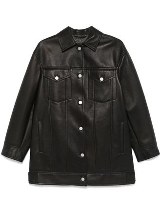 Max Mara Girino leather coat - Black