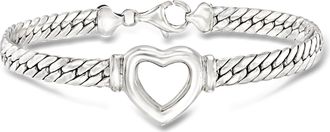 Ross-Simons Sterling Silver Cuban-Link Heart Bracelet