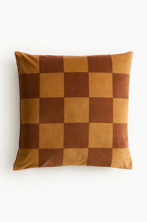 H&M Karierte Kissenh&uuml;lle aus Samt - Yellow