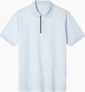 Paul Smith Mens Paul Smith Signature Stripe Trim Polo Shirt 40 Lt Blue - Size: 44