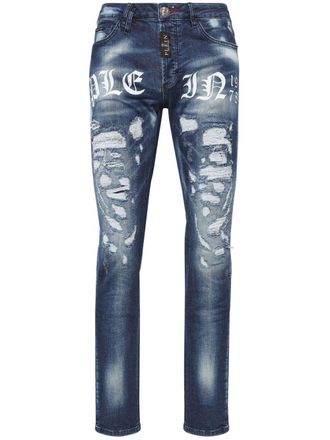 Philipp Plein Jeans met logoprint - Blauw