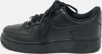 Air Jordan s Black Leather Air Force 1 Lace Up Sneakers