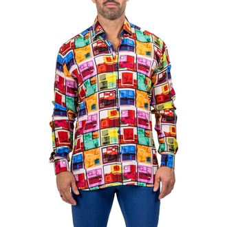 Maceoo Fibonacci Marthyr 0299 Contemporary Fit Button-Up Shirt in Red at Nordstrom, Size 3