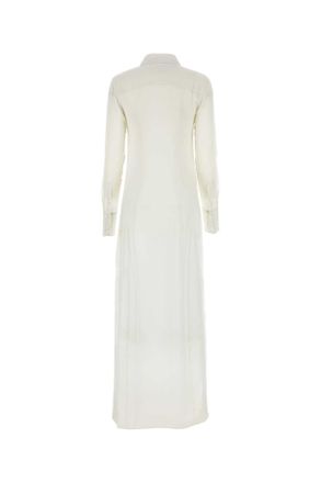 Ami Womens Shirt Dress White Silk