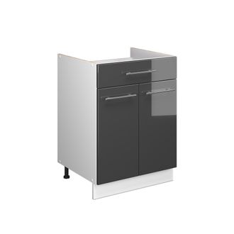 Vicco Mueble Bajo Para Fregadero/placa Fame-line, Antracita Alto Brillo/blanco, 60 Cm Con Caj&oacute;n, Sin Encimera, Vicco