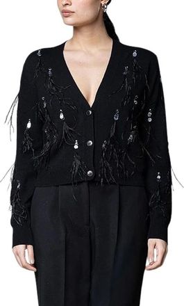 Kaos Cardigan con scollo a V e decorazioni - - Knitwear - Donna - Nero - S