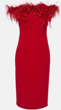 SAFiYAA Starling feather-trimmed midi dress