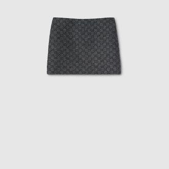 Gucci GG Boutonn&eacute; Wool Tweed Skirt, Green, Ready-to-wear