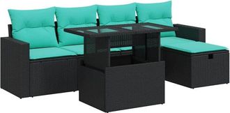 vidaXL Set Sof&aacute;s Jard&iacute;n Y Cojines 6 Pzas Rat&aacute;n Sint&eacute;tico Acacia Gris Vidaxl