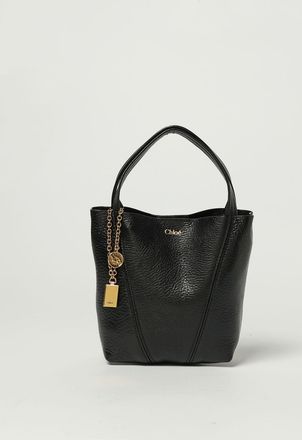 Chlo&eacute; Borsa a mano mini Spin in pelle di vitello a grana con anello