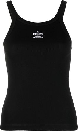 Fendi sleeveless cotton tank top - women - Cotton - L - Black