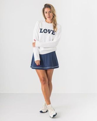 Boast Intarsia LOVE Sweater in White Navy at Nordstrom, Size X-Large