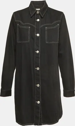 Ganni Ganni Black Kress Soft Denim Button Down Shirt Dress