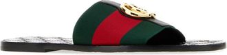 Gucci Mens Riviera Slide Green Polyester Rubber Elastodiene Sandal