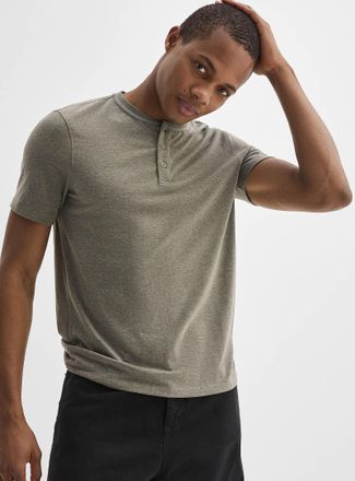 Le 31 Mens Soft jersey Henley Shirt T-shirt Standard fit