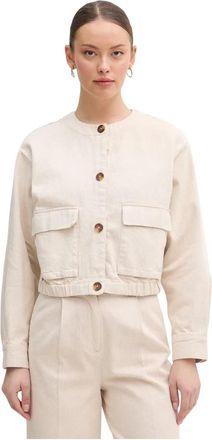 Benetton Korte Jas - Dames - Zomerjassen - Beige - M - Katoen - Jassen