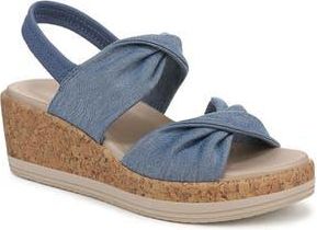 Life Stride Riley Slingback Wedge - Wide Width Available in Blue Fabric at Nordstrom Rack, Size 8.5