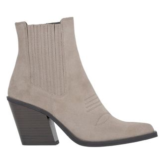 Estro & Luminara Premium Italiaanse Velours Cowboylaarzen met Blokhak - Dames - Schoenen - Beige - Maat: 40 EU Velours