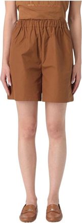 Max Mara Korte Broeken, Dames, Bruin, S, Katoen, Cotton Pull-On Shorts
