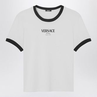 Versace White/Black Stretch Viscose Jersey T Shirt