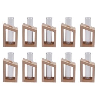 OEM 10 Jarrones De Tubo De Ensayo De Cristal En Un Soporte De Madera, Macetas Para Plantas Hidrop&oacute;nicas, Decoraci&oacute;n Para El Hogar Y El Jard&iacute;n