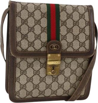 Gucci Pre-owned Cross Body Bags, female, Beige, Size: ONE SIZE Pre-owned Vintage GG Canvas Shoulder Bag
