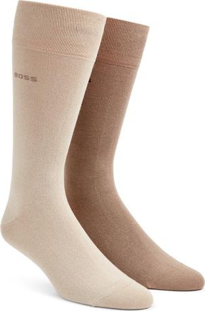 BOSS Assorted 2-Pack Solid Dress Socks in Open Brown at Nordstrom