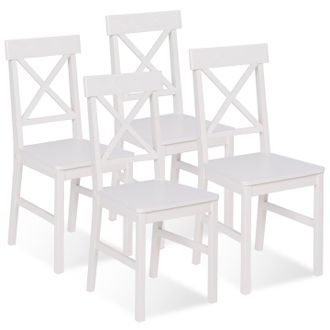 IDMarket Set Di 4 Sedie Da Cucina Suzanne In Legno Bianco Con Traverse