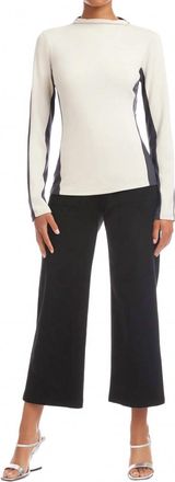 Fifteen Twenty Cass Colorblock Mockneck Top In Bone