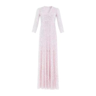 Needle & Thread Roze Pailletten Maxi Jurk Isabella Diamond - Dames - Feestkleedjes - Roze - 2XS - Pailletten - Kleedjes