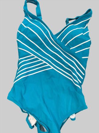 Gottex Womens Embrace V-Neck Surplice One Piece Swimsuit In Blue/white