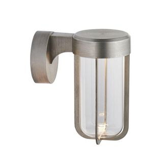 Loops Brushed Silver Outdoor Wall Light with Glass Shade - IP44 Rated - Integrated LED in Metallics