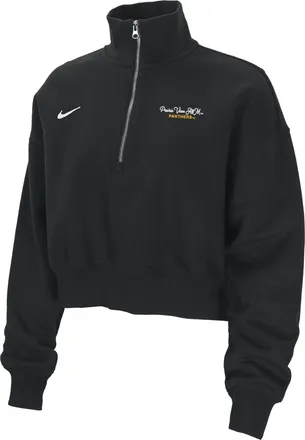 Nike Womens College Phoenix Fleece (Prairie View A&M University) Cropped 1/4-Zip Pullover in Black | ZW34590PVUN25-BLK