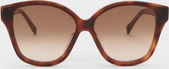 Charles & Keith Tortoiseshell Recycled Acetate Classic Butterfly Sunglasses