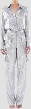 Le Superbe Glistening Boyfriend Shirt In Silver
