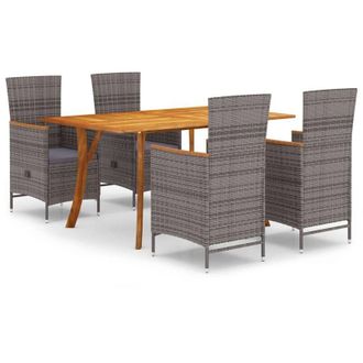 vidaXL Juego De Comedor Para Jard&iacute;n 5 Piezas Gris Vidaxl