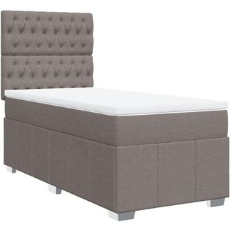 vidaXL Vidaxl - Cama Box Spring Con Colch&oacute;n Tela Gris Taupe 100x200 Cm