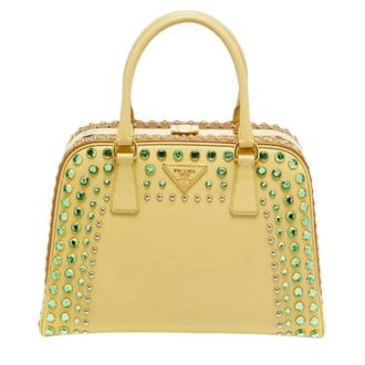 Prada Pre-owned Vintage Handtas - Dames - Pre-owned - Geel - Maat: ONE Size Leer