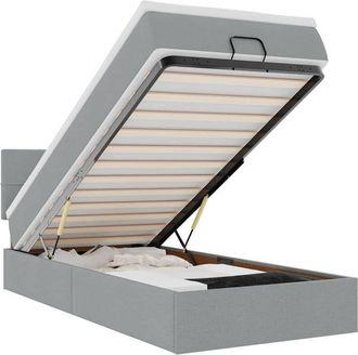 vidaXL Vidaxl - Estructura De Cama Otomana Con Colch&oacute;n Tela Gris Claro 90x190cm