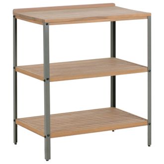 Beliani Beliani - Isla De Cocina Exterior De Madera De Acacia Con 2 Estantes 50 X 80 X 92 Cm Encimera De Madera Maciza Marr&oacute;n Ivrea